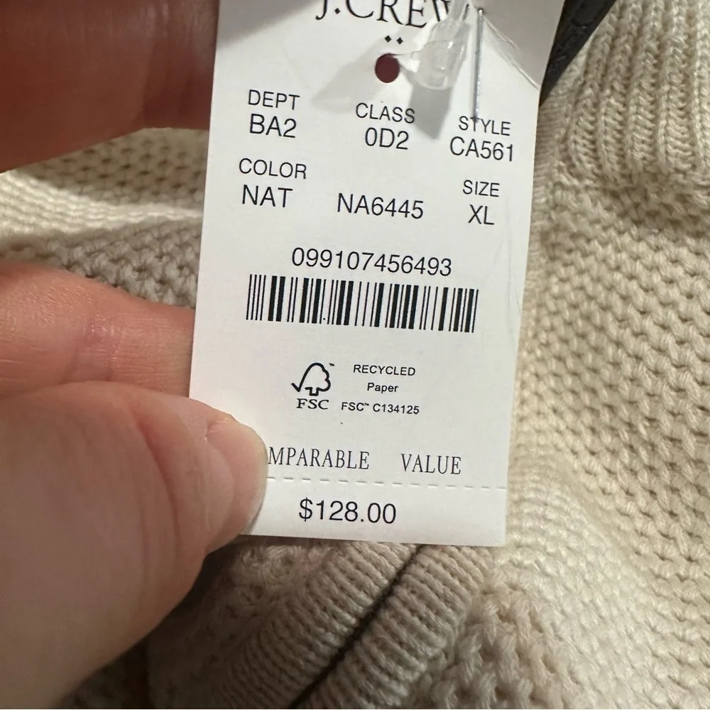 J crew Cotton honeycomb knit half-zip